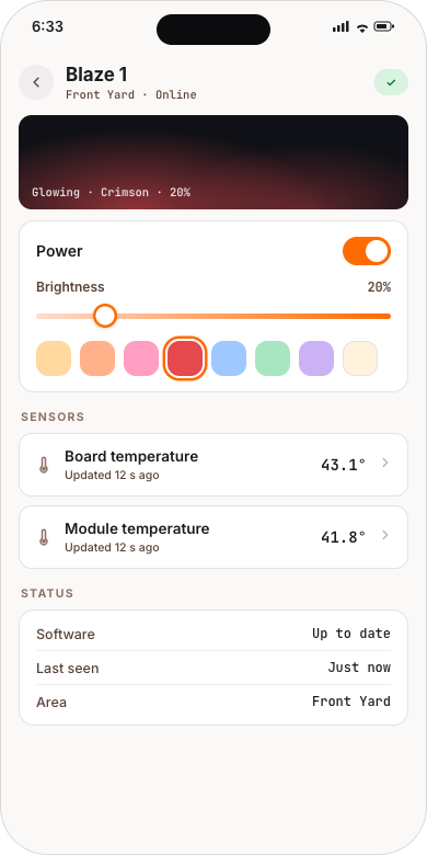 Blaze 1: power, brightness, its colours, and the temperatures it keeps an eye on
