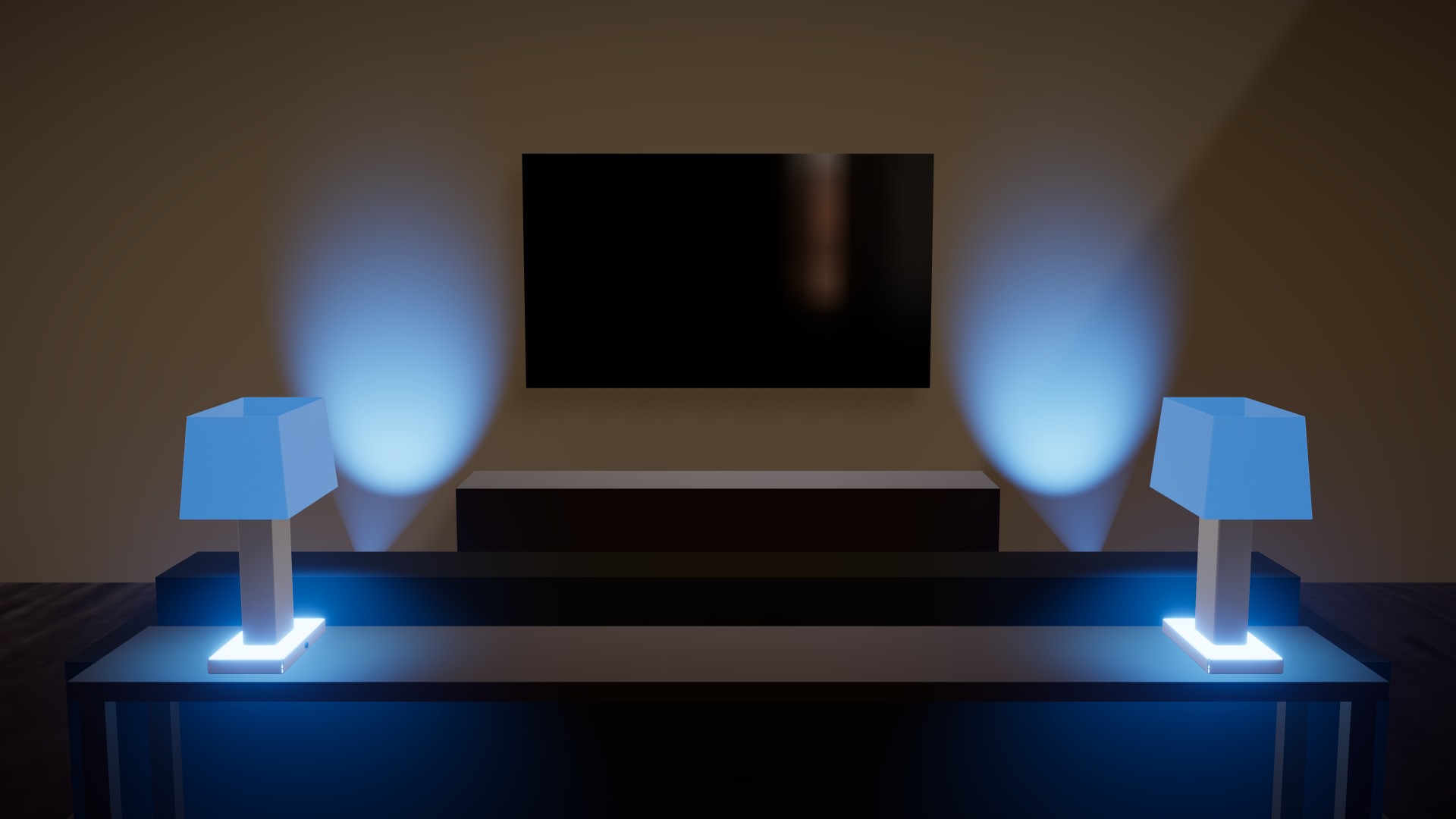 Touchdown: the whole room in the scoring team's blue